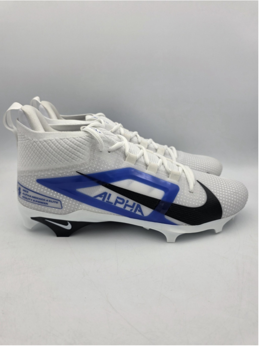 Nike Alpha Menace 4 Elite Football Cleats White Blue Black Men Sz 13 IB2501-104